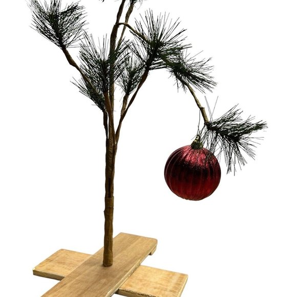 Charlie Brown Christmas Tree with Red Ornament 18 In Tall - Picture 4 of 14